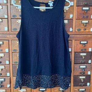 J. Crew Tank with silky polka dot hem & keyhole back